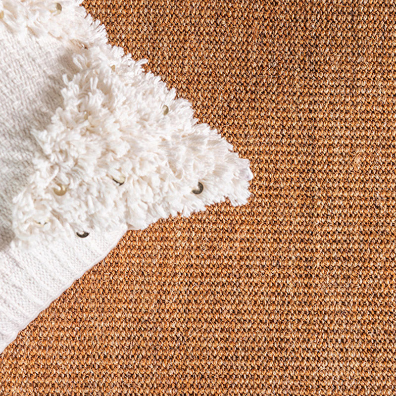 Rustikal Einfarbig Teppich Mehrfarbiger Jute Teppich Naturfaser Handgewebter Bereichsteppich mit Rand für Wohnzimmer