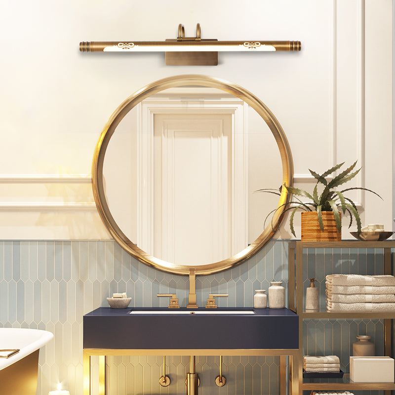 Frendorf | Tube Badezimmer Vanity Licht Klassisch Metall LED Bronze/Messing Wandlampe in Weiß/Warm Licht, 21"/26"/29" B