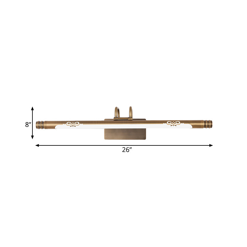 Frendorf | Tube Badezimmer Vanity Licht Klassisch Metall LED Bronze/Messing Wandlampe in Weiß/Warm Licht, 21"/26"/29" B