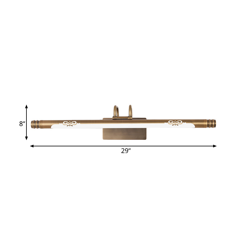 Frendorf | Tube Badezimmer Vanity Licht Klassisch Metall LED Bronze/Messing Wandlampe in Weiß/Warm Licht, 21"/26"/29" B