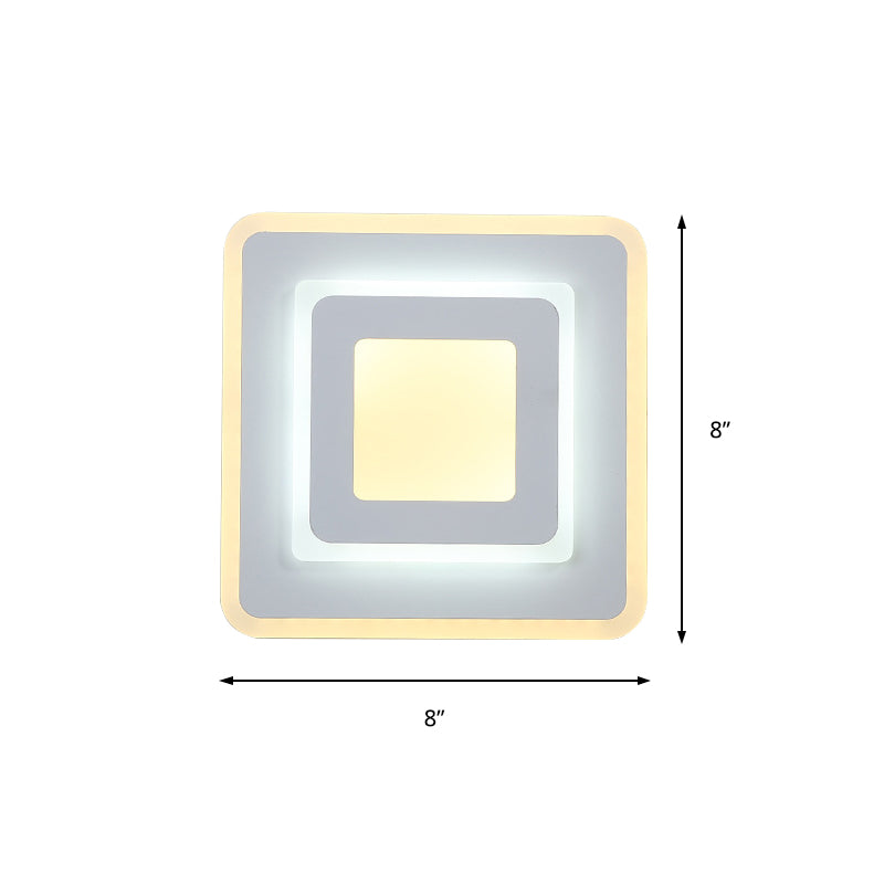 Frendorf | Minimalistische Acryl Rond/Vierkant Wandlamp Sfeervolle Energiebesparende LED Witte Wandlamp, Warm/Witte Licht