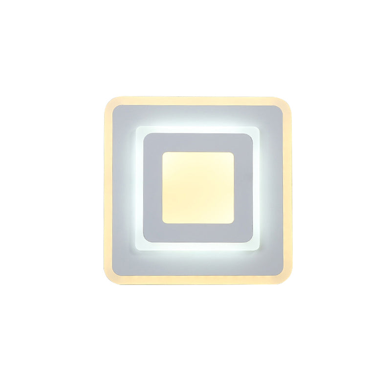 Frendorf | Minimalistische Acryl Rond/Vierkant Wandlamp Sfeervolle Energiebesparende LED Witte Wandlamp, Warm/Witte Licht