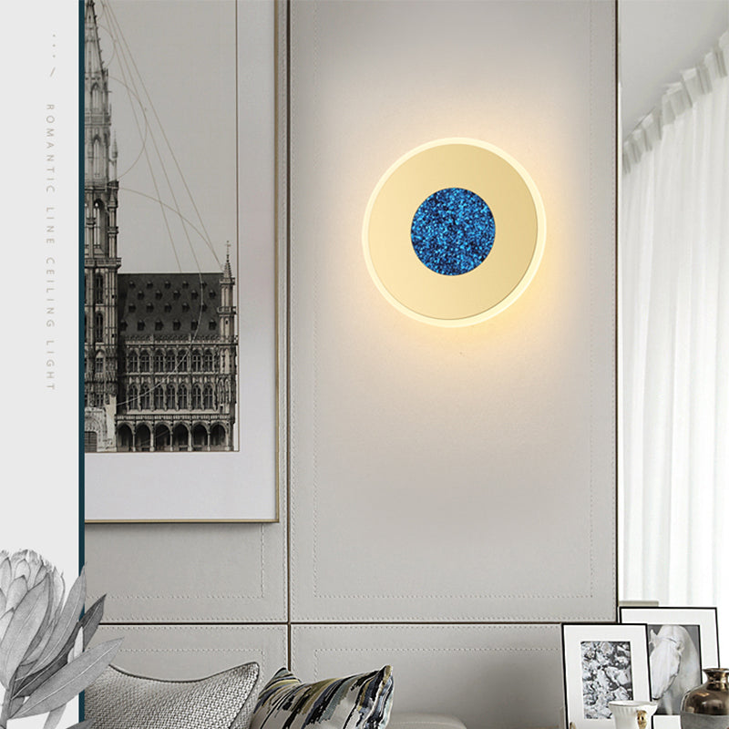 Frendorf | Blau und Bras Disk LED Wandleuchte Beleuchtung Modernist 8"/11" Dia Wandmontage Lampe mit Acrylschirm