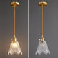 Frendorf | Bellux Glas Pendelleuchte | Modernes Glockenschirmdesign | Messingoptik | 1-flammig | Luxuriöse Beleuchtung