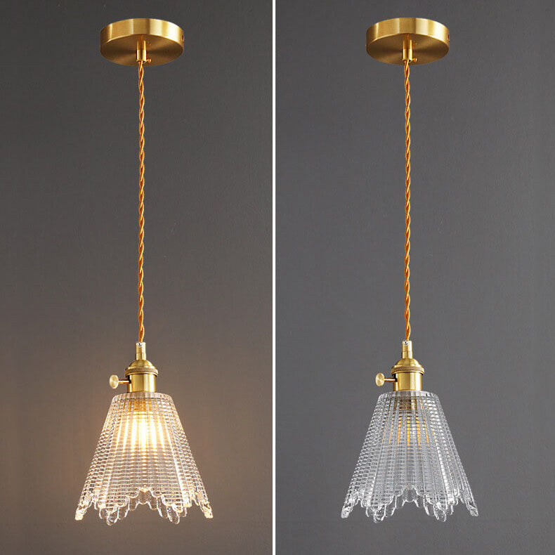 Frendorf | Bellux Glas Pendelleuchte | Modernes Glockenschirmdesign | Messingoptik | 1-flammig | Luxuriöse Beleuchtung