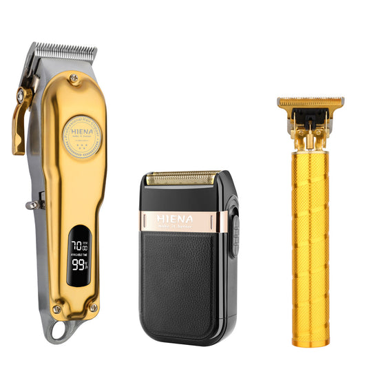 Frendorf | 3-in-1 Professionelles Haarschneider-Set - Kabelloser Trimmer, T-Klingen-Rasierer und Folienrasierer für Männer
