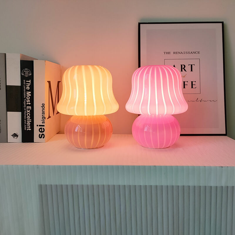 Frendorf | MushLume Glas Tischlampe | Französisches Design | Handgefertigt | Pilzform | Deko & Beleuchtung