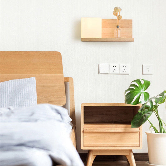 Frendorf | ZenSquare Wandlampe | Japanisches Minimalistisches Design | Holz & Glas | 1-Licht