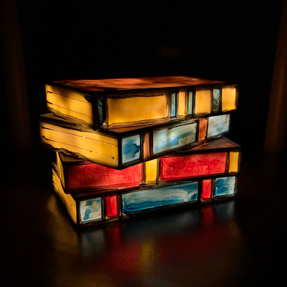 Buntglas Bücherlampe