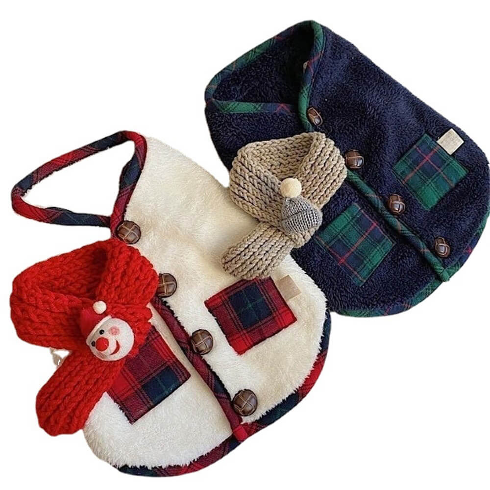 Frendorf | CozyPup Kariertes Winter-Hundejacke Set | Mit Schal | Stilvoll & Warm für kalte Tage