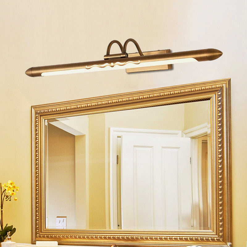 Frendorf | 20.5"/25.5"/28" W LED lineaire vanity wandlamp klassieke brons/ messing metalen muur gemonteerde lamp in wit/warm licht