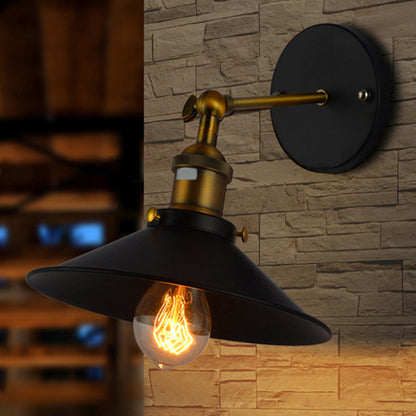 Frendorf | Kegelvormige metalen wandverlichting antiek 1-lamps gang wandmontage licht in zwart