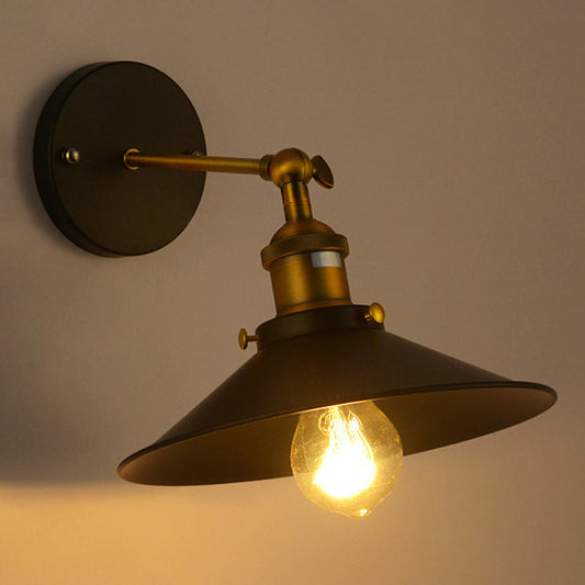 Frendorf | Kegelvormige metalen wandverlichting antiek 1-lamps gang wandmontage licht in zwart