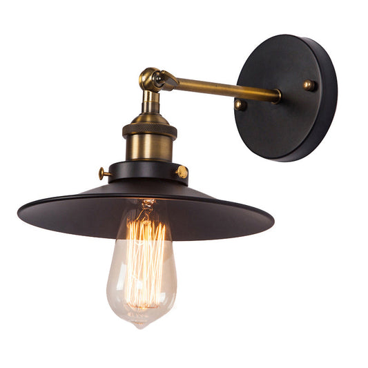 Frendorf | Kegelvormige metalen wandverlichting antiek 1-lamps gang wandmontage licht in zwart