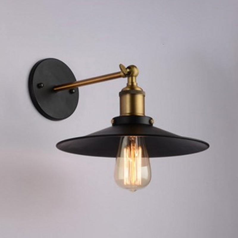 Frendorf | Kegelvormige metalen wandverlichting antiek 1-lamps gang wandmontage licht in zwart