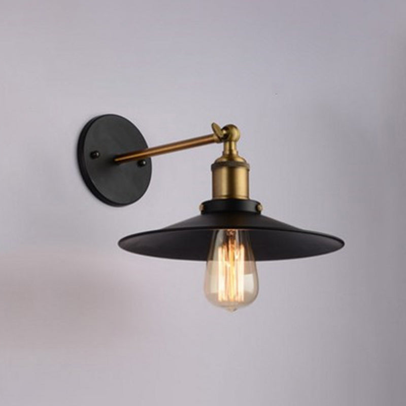 Frendorf | Kegelvormige metalen wandverlichting antiek 1-lamps gang wandmontage licht in zwart