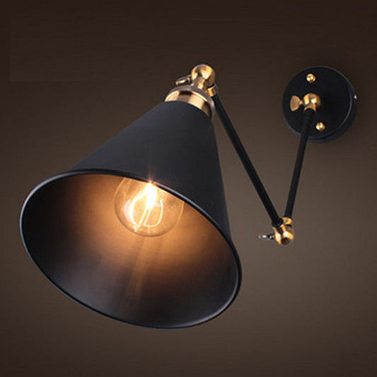 Frendorf | Schwarze Regenschirm Schatten Klappbare Wandlampe Retro Stil Einzelne Glühbirne Restaurant Wandbeleuchtung Fixture