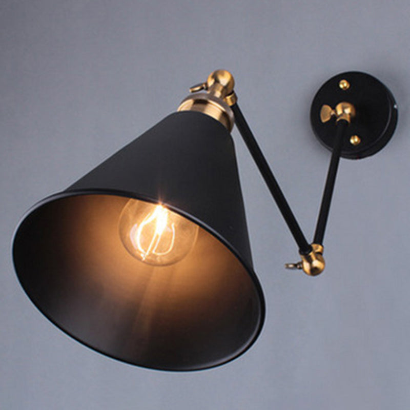 Frendorf | Schwarze Regenschirm Schatten Klappbare Wandlampe Retro Stil Einzelne Glühbirne Restaurant Wandbeleuchtung Fixture