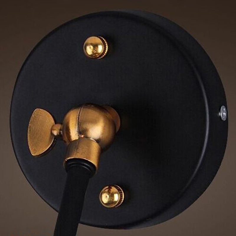 Frendorf | Schwarze Regenschirm Schatten Klappbare Wandlampe Retro Stil Einzelne Glühbirne Restaurant Wandbeleuchtung Fixture
