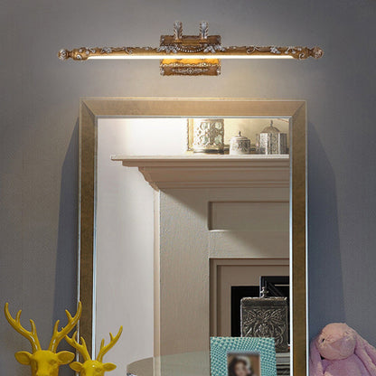 Frendorf | LED Harz Vanity Beleuchtung Klassische Messing Lineare Schlafzimmer Wandleuchte Licht Fixture in Weiß/Warm Licht, 21"/27" W