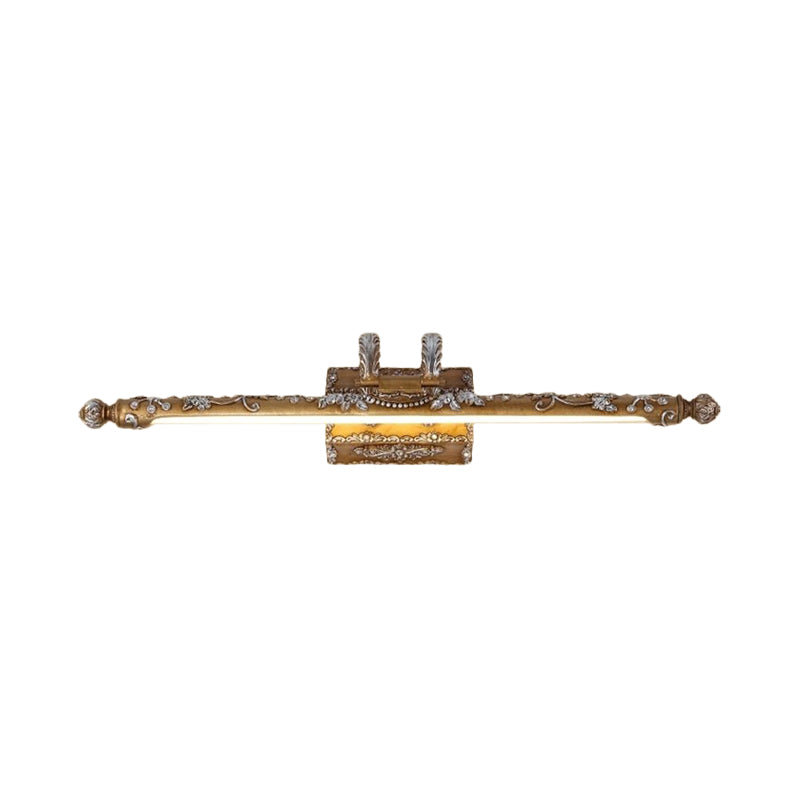 Frendorf | LED Harz Vanity Beleuchtung Klassische Messing Lineare Schlafzimmer Wandleuchte Licht Fixture in Weiß/Warm Licht, 21"/27" W