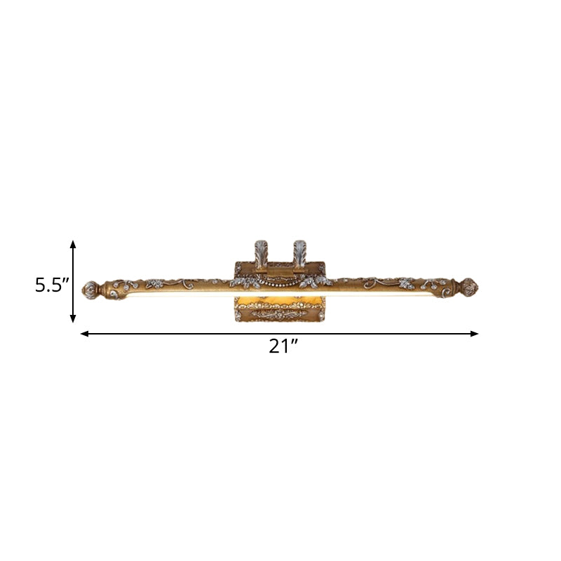 Frendorf | LED Harz Vanity Beleuchtung Klassische Messing Lineare Schlafzimmer Wandleuchte Licht Fixture in Weiß/Warm Licht, 21"/27" W