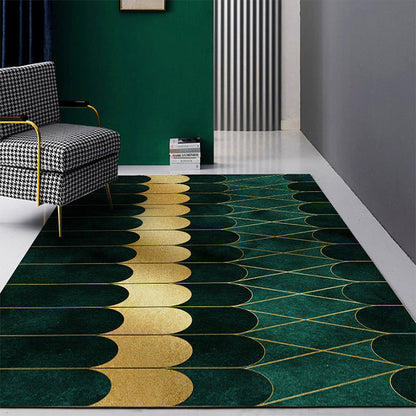 Frendorf | Moderne Abstracte Patroon Vloerkleed Donkergroen Katoenen Mengsel Gebied Vloerkleed Eenvoudig Onderhoud Dieren Vriendelijk Tapijt voor Woonkamer