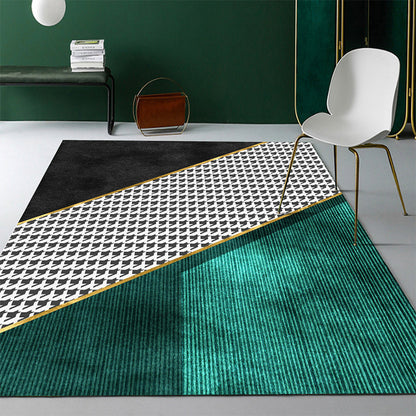 Frendorf | Moderne Abstracte Patroon Vloerkleed Donkergroen Katoenen Mengsel Gebied Vloerkleed Eenvoudig Onderhoud Dieren Vriendelijk Tapijt voor Woonkamer