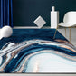 Frendorf | Blauwe Abstracte Gedrukte Tapijt Katoenmix Creatief Vloerkleed Wasbaar Antislip Achtergrond Area Tapijt voor Woonkamer