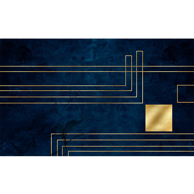 Frendorf | Blau Abstract Gedruckter Teppich Baumwollmischung Kreativer Teppich Waschbar Rutschfeste Rückseite Teppich für das Wohnzimmer