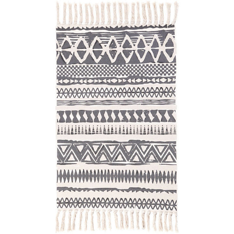 Frendorf | Americana Schlafzimmer Teppich Mehrfarbiger geometrischer Druck Bereichsteppich maschinenwaschbar pflegeleicht mit Fransen