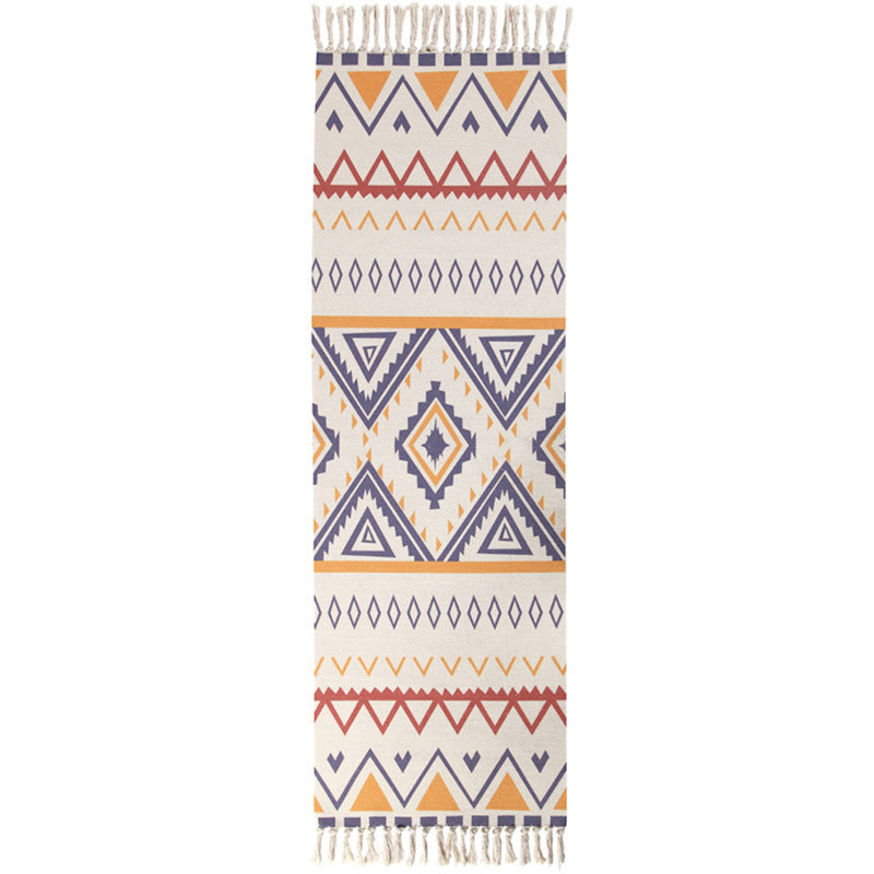 Frendorf | Americana Schlafzimmer Teppich Mehrfarbiger geometrischer Druck Bereichsteppich maschinenwaschbar pflegeleicht mit Fransen