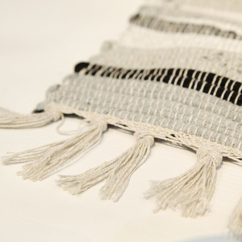 Frendorf | Bohemian Schlafzimmer Teppich Multi Farbige Gestreifte Muster Bereich Teppich Baumwolle Leicht Pflege Waschbarer Teppich mit Quasten