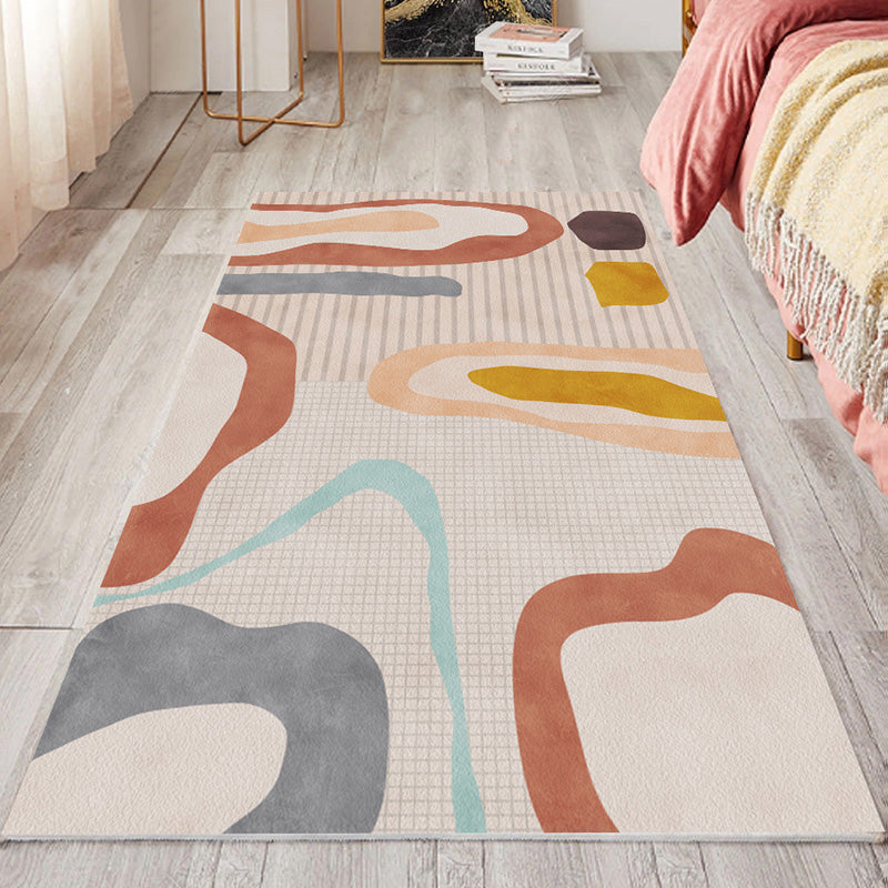 Multicolor Süßer Teppich Polyester Cartoon Muster Teppich Haustierfreundlich Waschbar Rutschfeste Rückseite Innen Teppich für Schlafzimmer