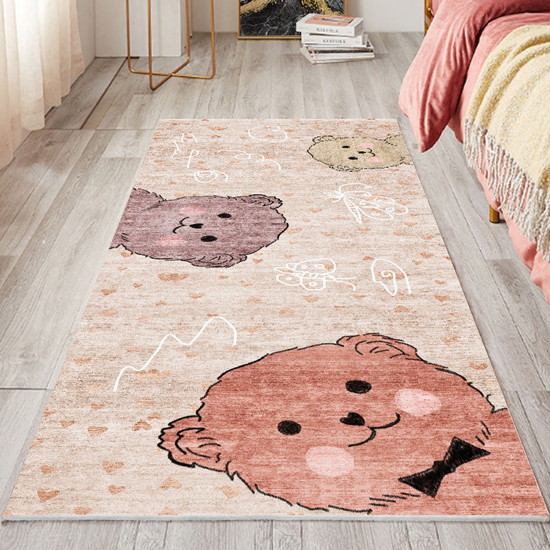 Multicolor Süßer Teppich Polyester Cartoon Muster Teppich Haustierfreundlich Waschbar Rutschfeste Rückseite Innen Teppich für Schlafzimmer