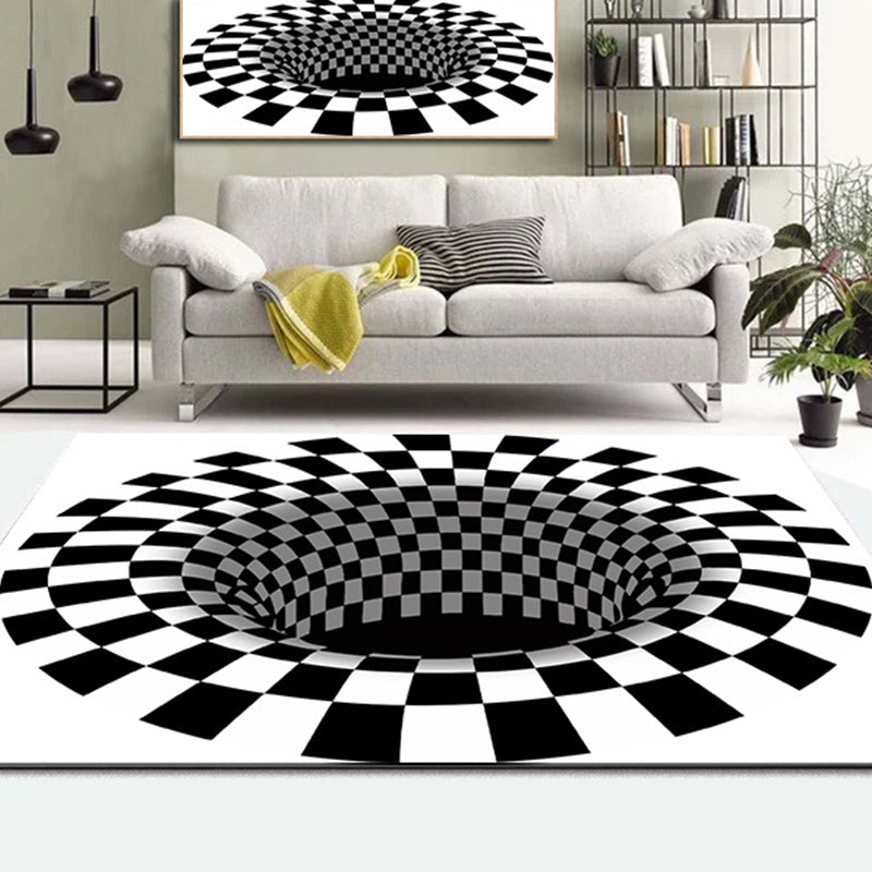Mehrfarbiges Wohnzimmerteppich Funky 3D Geometrischer Innenraumteppich Synthetik Rutschfeste Unterseite Waschbarer Teppich