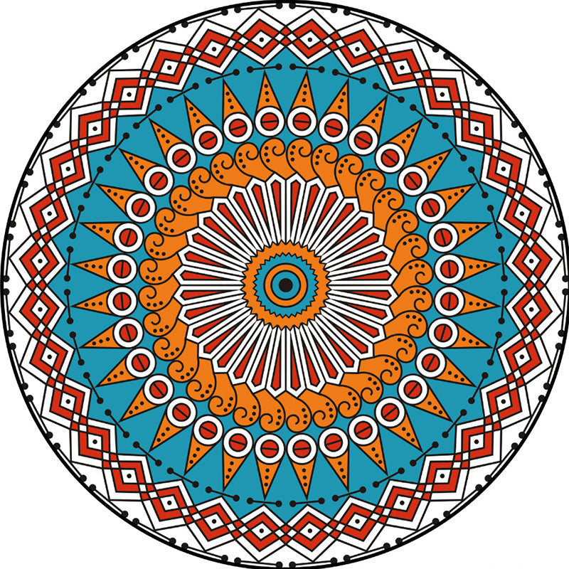 Frendorf | Beruhigender gemusterter Teppich Mehrfarbiger Polypropylen Teppich Rutschfeste Rückseite waschbarer Teppich für Dekoration