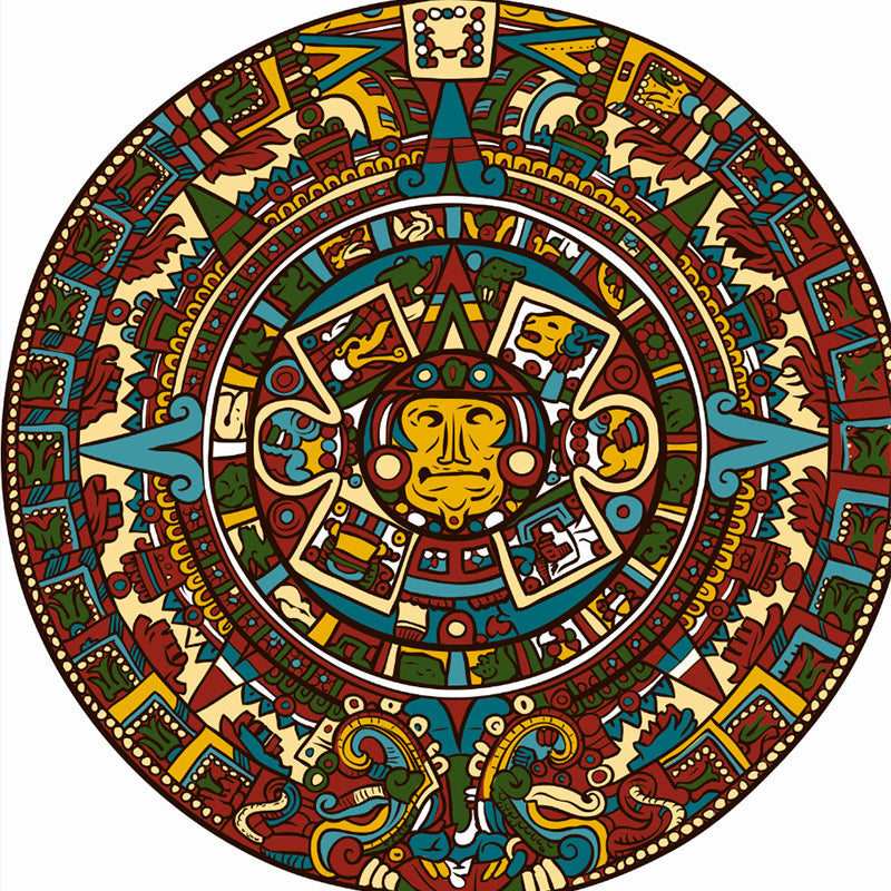 Frendorf | Beruhigender gemusterter Teppich Mehrfarbiger Polypropylen Teppich Rutschfeste Rückseite waschbarer Teppich für Dekoration