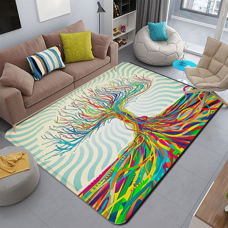 Funky Wohnzimmerteppich Mehrfarbig Cartoon 3D Druck Teppich Synthetik Rutschfeste Rückseite Fleckenresistenter Teppich