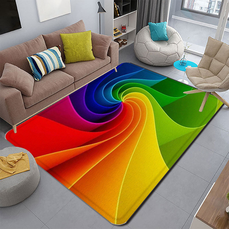 Funky Wohnzimmerteppich Mehrfarbig Cartoon 3D Druck Teppich Synthetik Rutschfeste Rückseite Fleckenresistenter Teppich