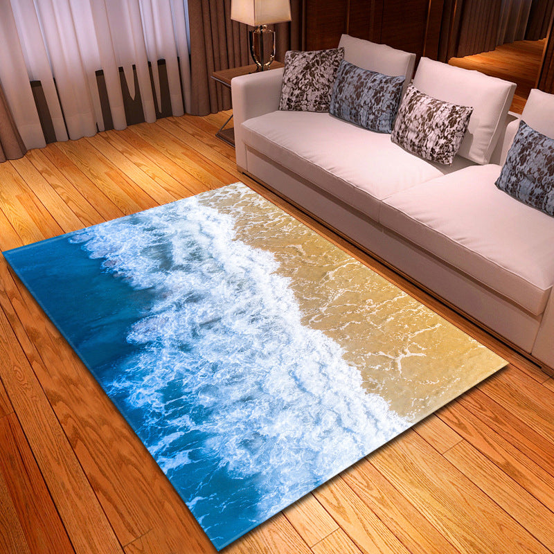 Frendorf | Multicolor stranddruk-teppich aus Polypropylen Trendteppich mit rutschfester Rückseite haustierfreundlicher Teppich für Salon