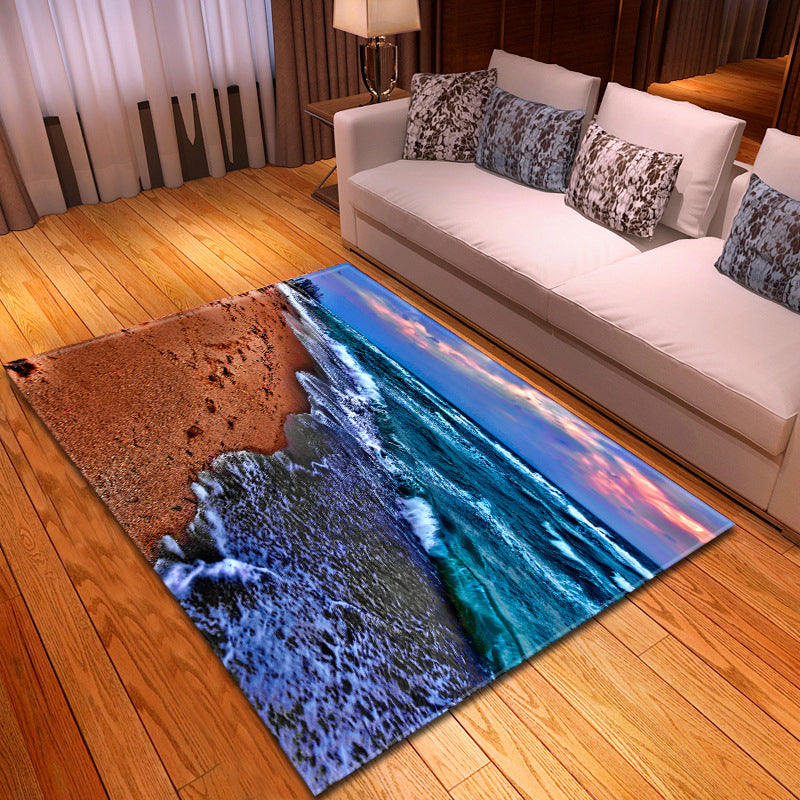 Frendorf | Multicolor stranddruk-teppich aus Polypropylen Trendteppich mit rutschfester Rückseite haustierfreundlicher Teppich für Salon