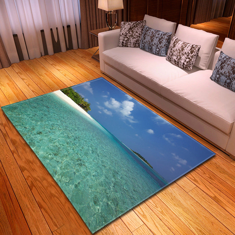 Frendorf | Multicolor stranddruk-teppich aus Polypropylen Trendteppich mit rutschfester Rückseite haustierfreundlicher Teppich für Salon