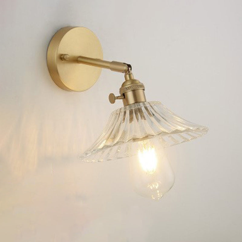 Frendorf | Industrielle Schattierte Wandmontage Licht Einzelne Klarglas Wandlichtarmatur für Nachttisch