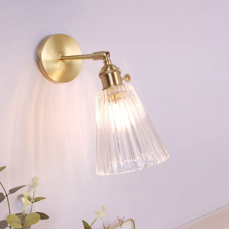 Frendorf | Einzel-Lampe Wandlicht Vintage Schattiert Klar Glas Wandmontierte Lampe für Schlafzimmer