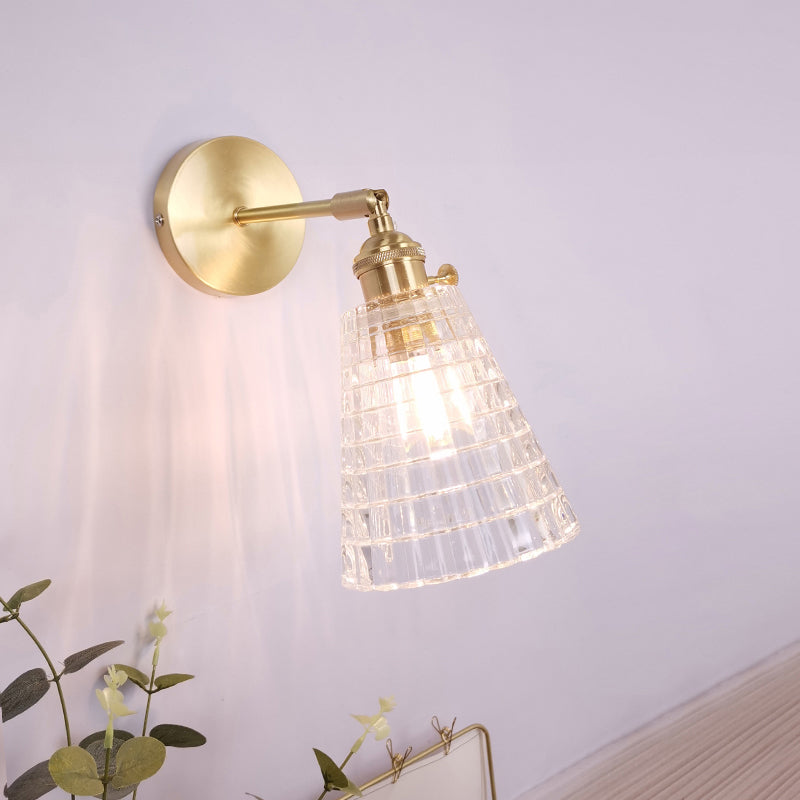 Frendorf | Einzel-Lampe Wandlicht Vintage Schattiert Klar Glas Wandmontierte Lampe für Schlafzimmer
