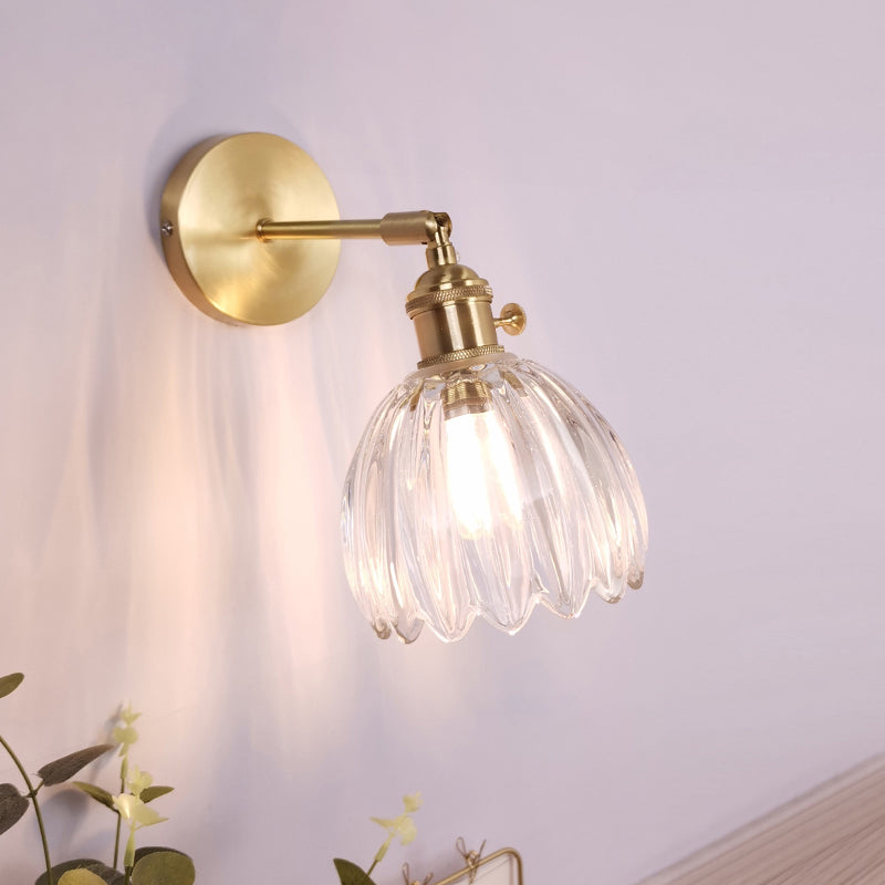 Frendorf | Einzel-Lampe Wandlicht Vintage Schattiert Klar Glas Wandmontierte Lampe für Schlafzimmer