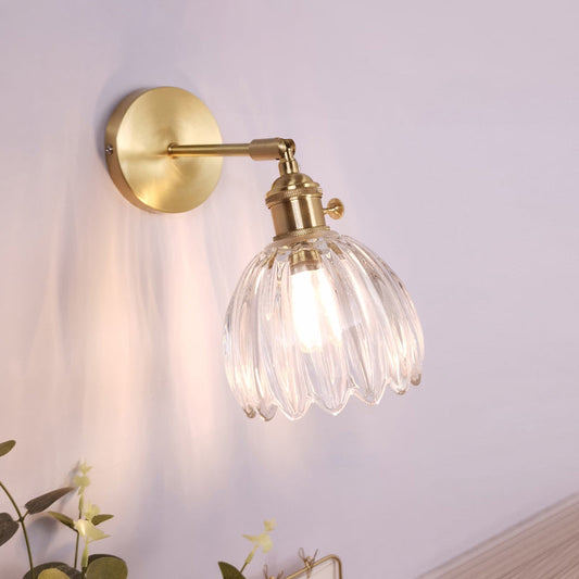 Frendorf | Einzel-Lampe Wandlicht Vintage Schattiert Klar Glas Wandmontierte Lampe für Schlafzimmer