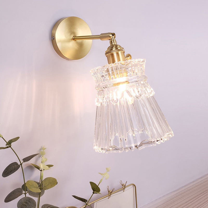 Frendorf | Einzel-Lampe Wandlicht Vintage Schattiert Klar Glas Wandmontierte Lampe für Schlafzimmer