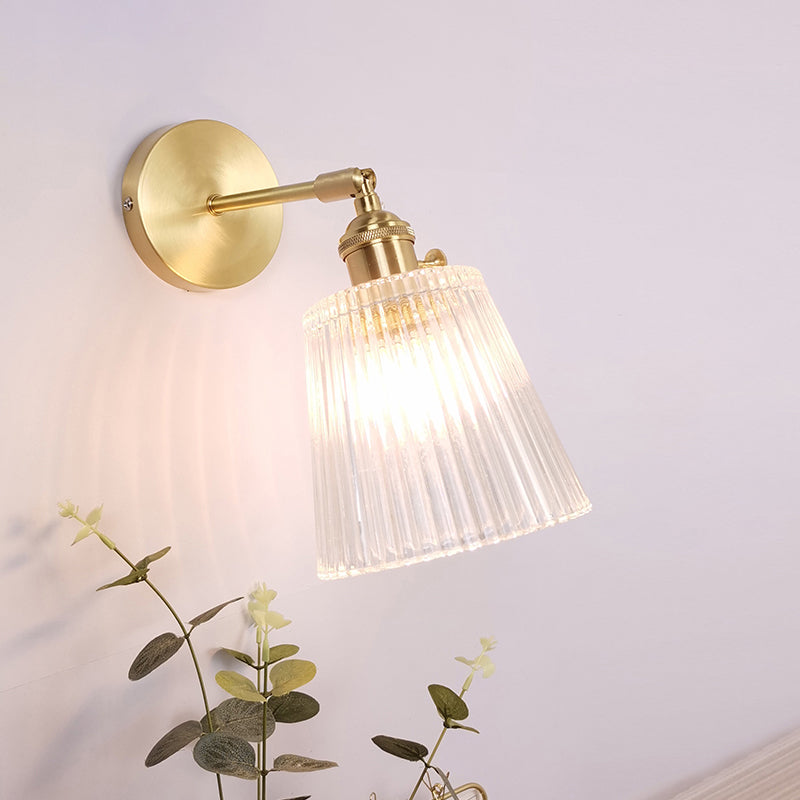 Frendorf | Einzel-Lampe Wandlicht Vintage Schattiert Klar Glas Wandmontierte Lampe für Schlafzimmer